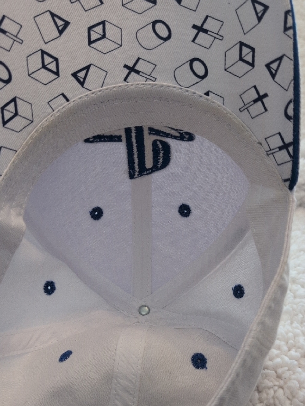 PlayStation White Baseball Cap with Navy Logo - Picture 3 of 5